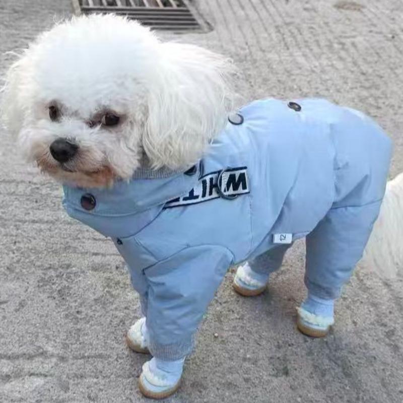 BXX Thick Belly‑Wrap Down‑Cotton Four‑Legged Dog Jumpsuit, Anti‑Static Cold‑Resistant Coat With Harness Hole for Small Dogs