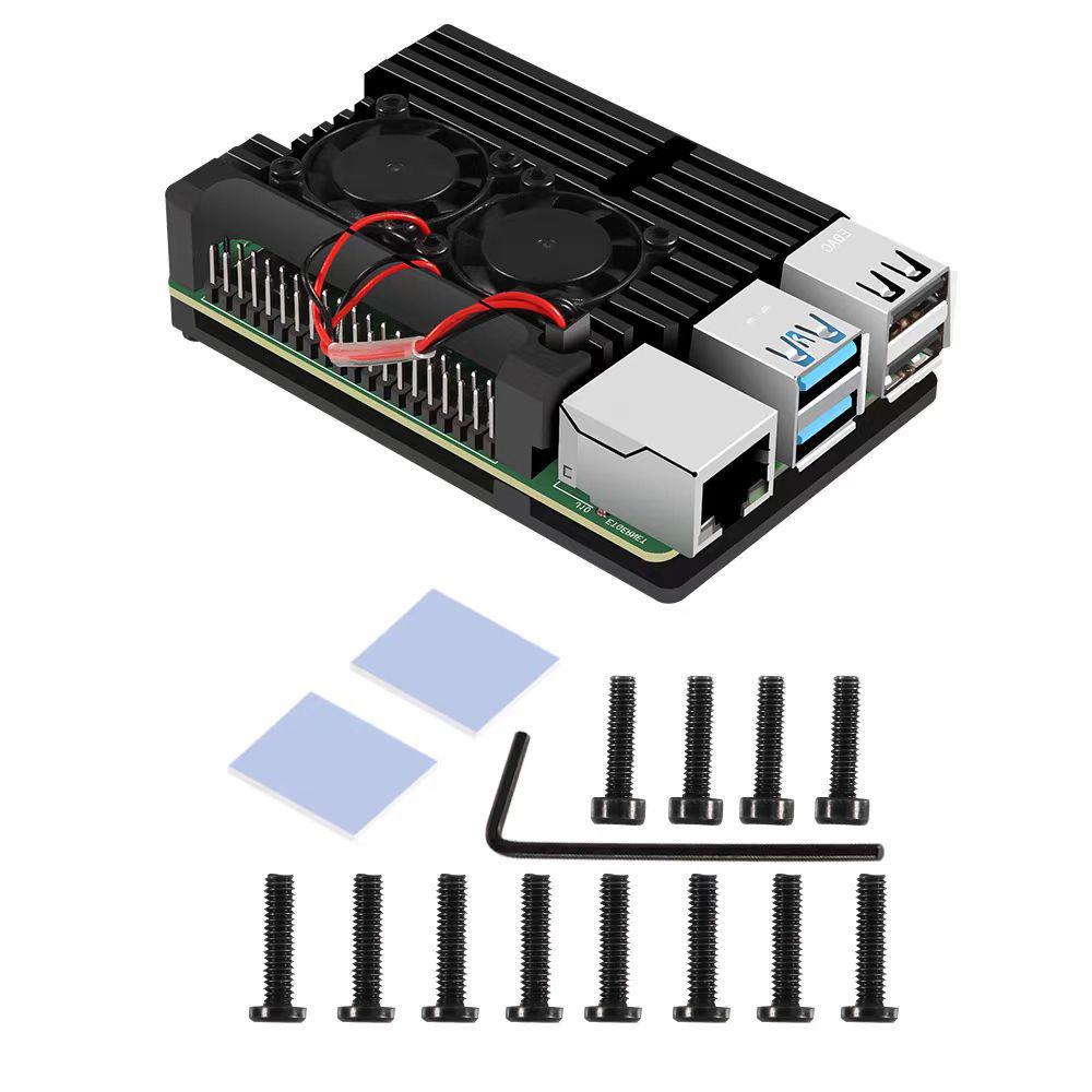 Raspberry Pi 4 Model B Aluminum Alloy Dual-Fan Heatsink Case