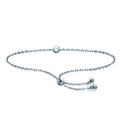 [N0001] - White 'Unique' Silver Bracelet (rhodium-plated) - 4 Mm