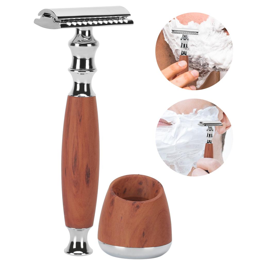 Edge Safety Razor Classic Manual Double Edge Safety Razor with Wood Handle for Men