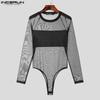 INCERUN Muži prohlédnou Slim Tops Mesh bodysuits