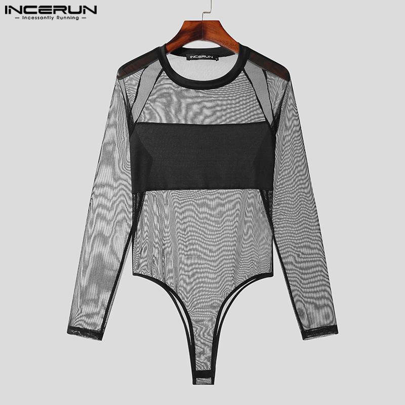 INCERUN Muži prohlédnou Slim Tops Mesh bodysuits