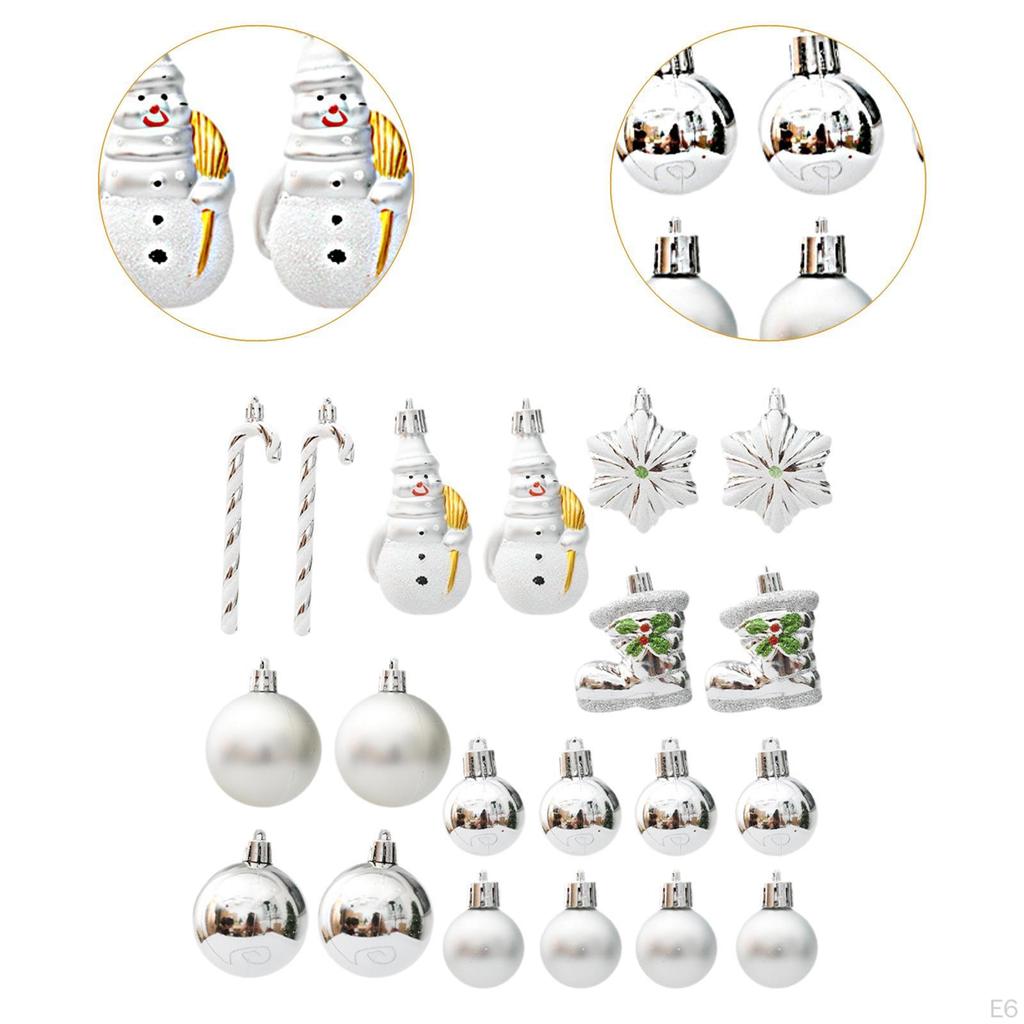 Christmas Baubles Hanging Pendants Silver Color Decorative Accessory Assorted for Fireplace Mantles