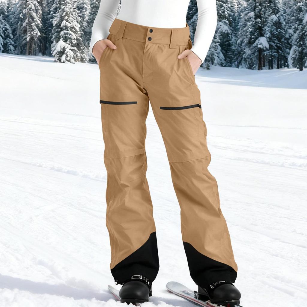 Pantaloni da Sci da Donna Impermeabili Imbottiti per Snowboard con Vita Regolabile Tasche con Zip Passanti per la Cintura e Polsini Rinforzati