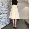 Literary High-Waist Buttoned A-Line Midi Skirt