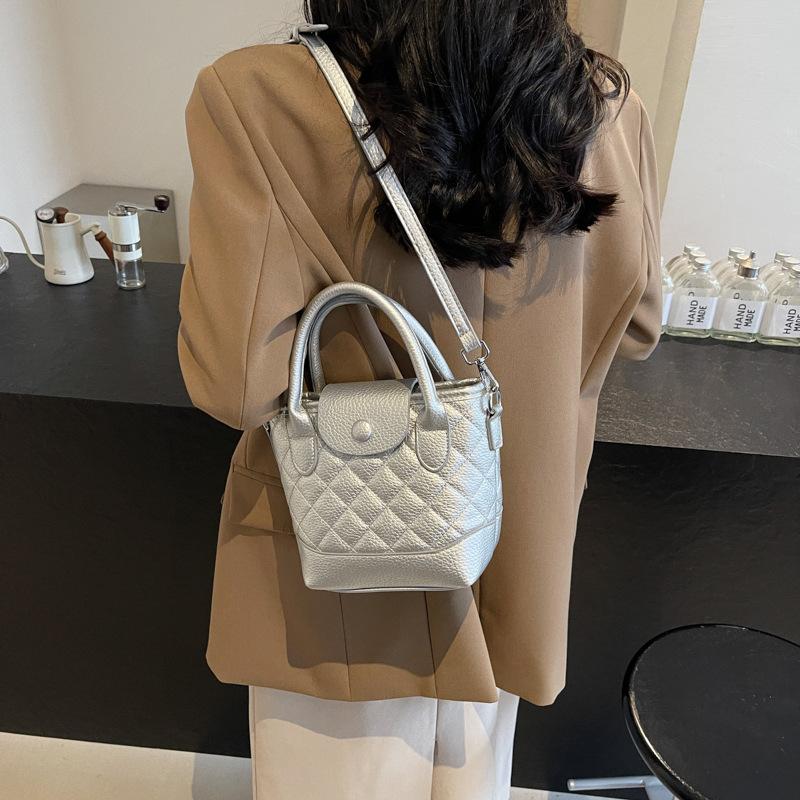 French Fashion Handbag Women'S Bag Casual Diamond Bucket Bag Contrasting Messenger Bag