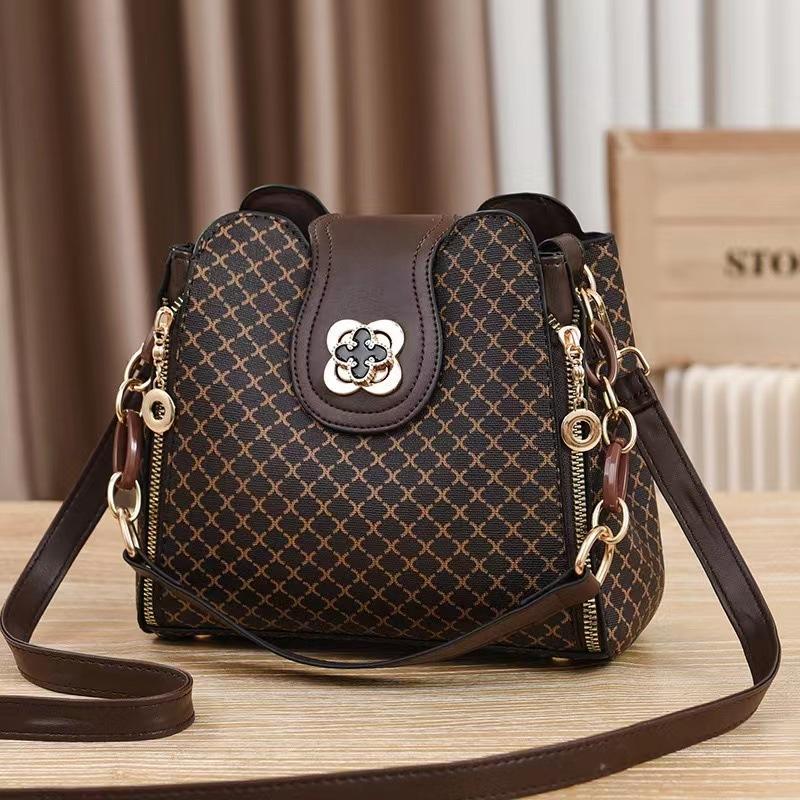 Cross pattern new contrasting color flip plaid printing large capacity single shoulder oblique span texture women's bag