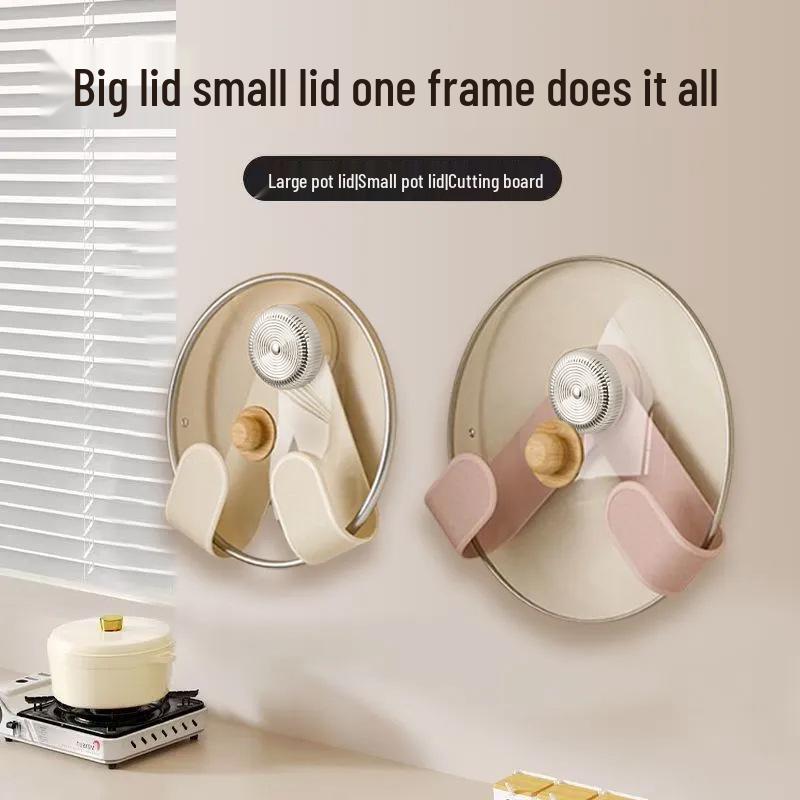 Wall-Mounted Rotating Suction Cup Kitchen Rack for Pot Lids & Cutting Boards
