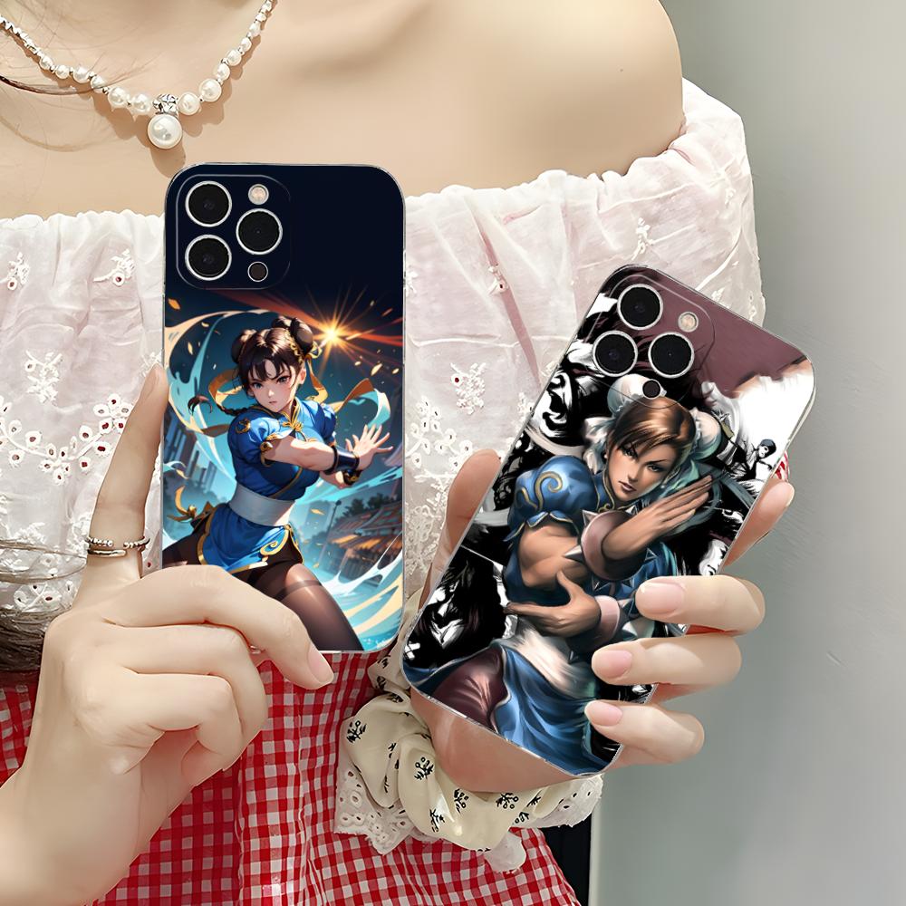 Custodia per Telefono Street Fighter Chunli per iPhone 17 16 15 14 13 12 11 X XR XS Air Pro Max Plus Mini Trasparente Colorata Copertura Cover Lusso