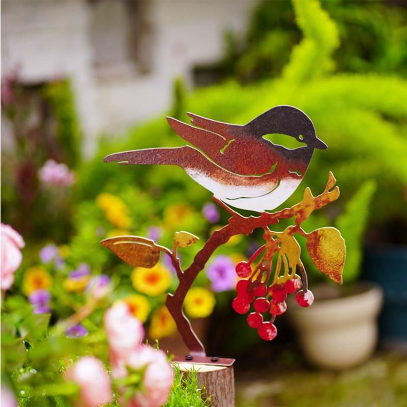 Vogelstatue Gartendekorationen Metall-Gartenvogel Hofdekorationen Outdoor-Vogelskulptur Rasen Metall-Gartenschmuck
