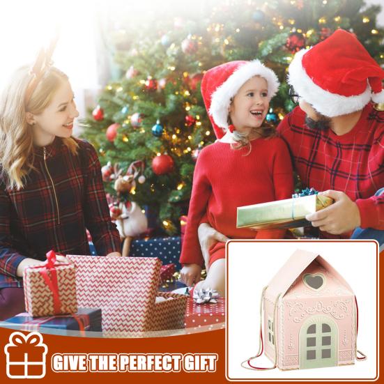 Cutie Cadou Căsuță Minunată de Crăciun Ambalaj Reutilizabil cu Tematică de Casă de Vacanță Cutie Decorativă de Păstrat Suveniruri Decorațiune de Iarnă pentru Casă