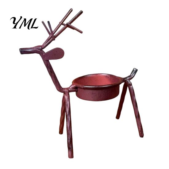 Vintage Style Candle Ornament Deer Shape Holder, Metal Tealight Stand for Dining Table Wedding Elegant Animal Shaped Centerpiece, Decorative