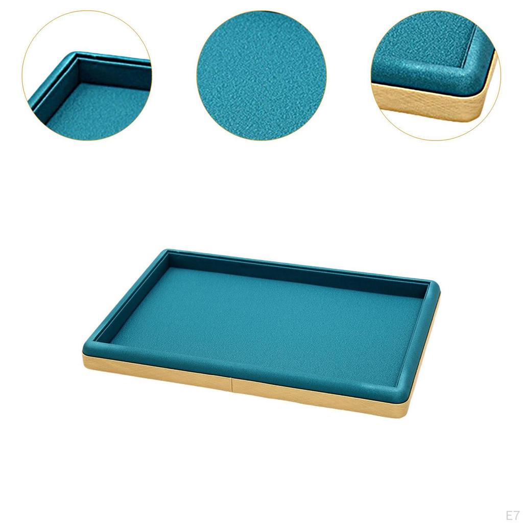 Brushed Leather Jewelry Display Tray, Empty And Flat Storage Tray for Cases,