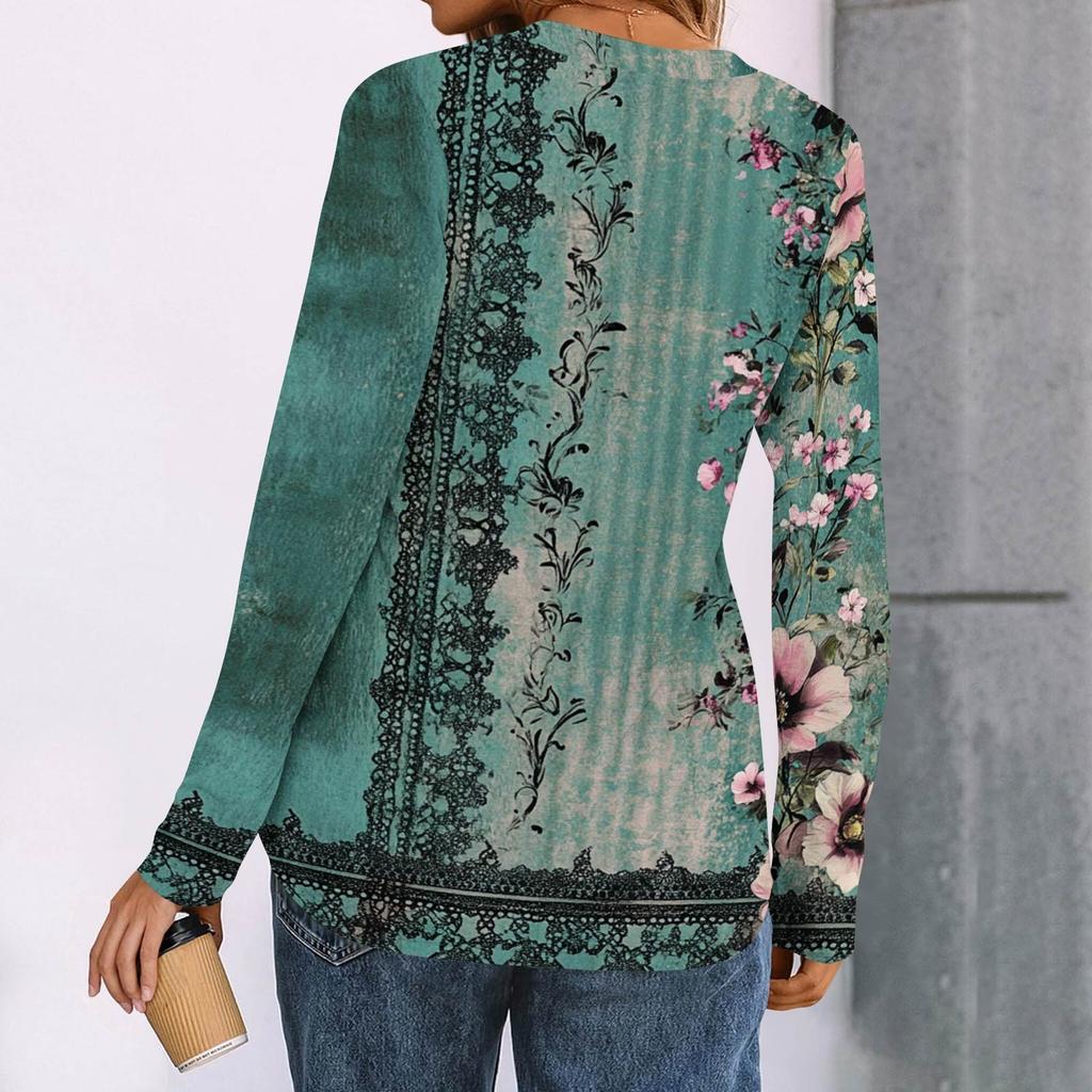 Women's Printed Long Sleeve Shirts Elegant Casual Tops Trendy Shirts Tops