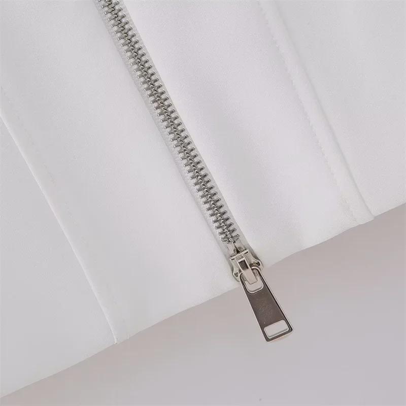 2023 Summer Sexy White Zipper Tube Top for Women - European & American Style