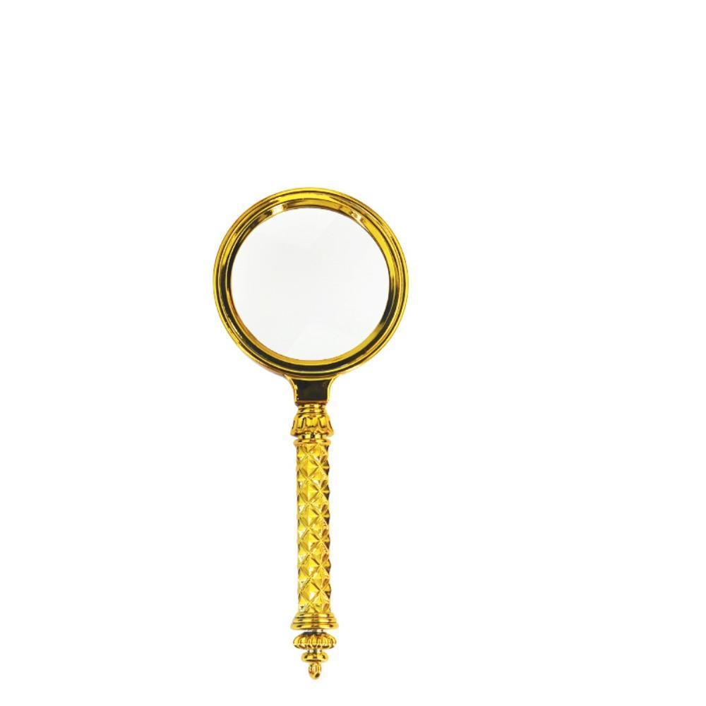 Gold Magnifying Glass Glass Lens Pocket Tool Retro Delicate Pattern Handle  Newspaper Reading