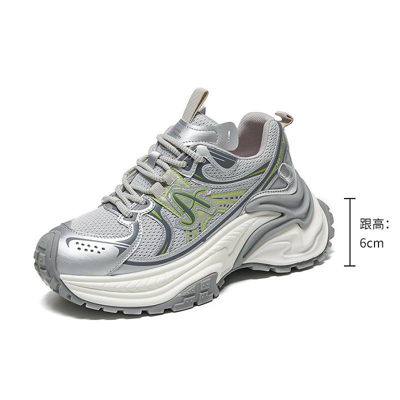 Customized new color matching fashion mesh platform dad shoes women's breathable and comfortable sports shoes small height-increasing shoes women