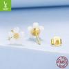 S925 Sterling Silver Cherry Blossom White Fritillary Stud Earrings For Women, Summer Simple Flower Stud Earrings