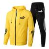 Tuta da Ginnastica da Uomo Primavera Autunno Casual Set 2 Pezzi Felpa con Zip e Stampa Pantaloni Jogger