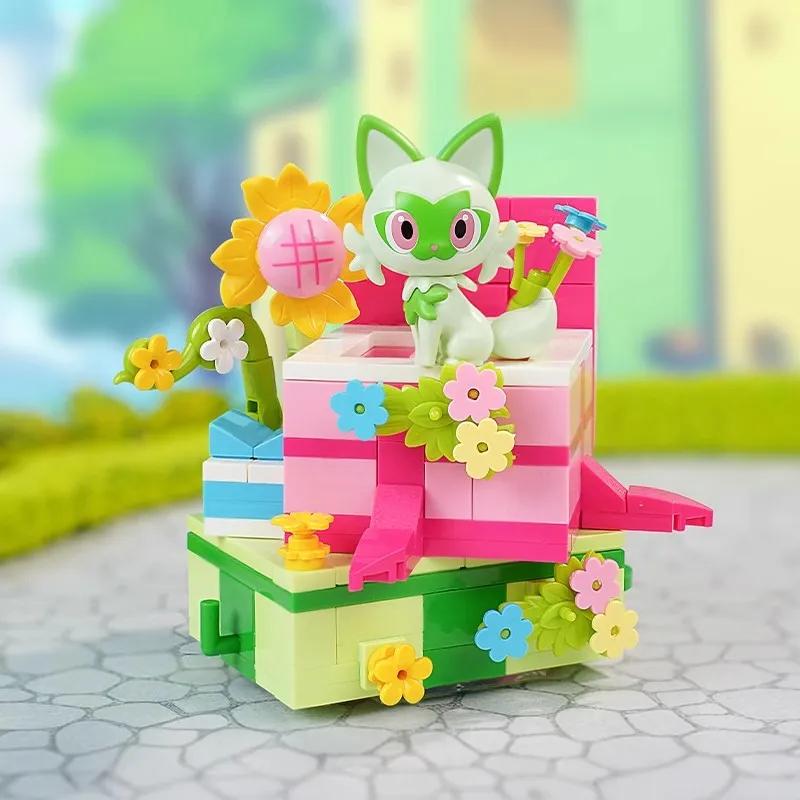 Pokemon Building Blocks Party Parade Pikachu Sprigatito Fuecoco Quaxly Train Patchwork Mini Brick Toys Models Ornaments Gifts