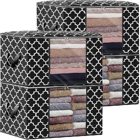 WISELIFE Storage Bags, Large Blanket Clothes Organization and Storage Containers for Bedding, Comforters, Foldable Organizer with Reinforced Handle,