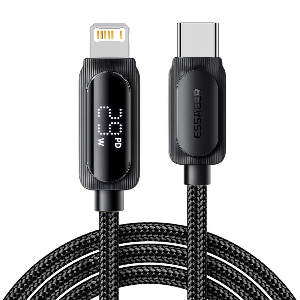 ESSAGER 3m Type-C to Lightning PD 29W Digital Display Braided Cable Phone Fast Charging Cord A