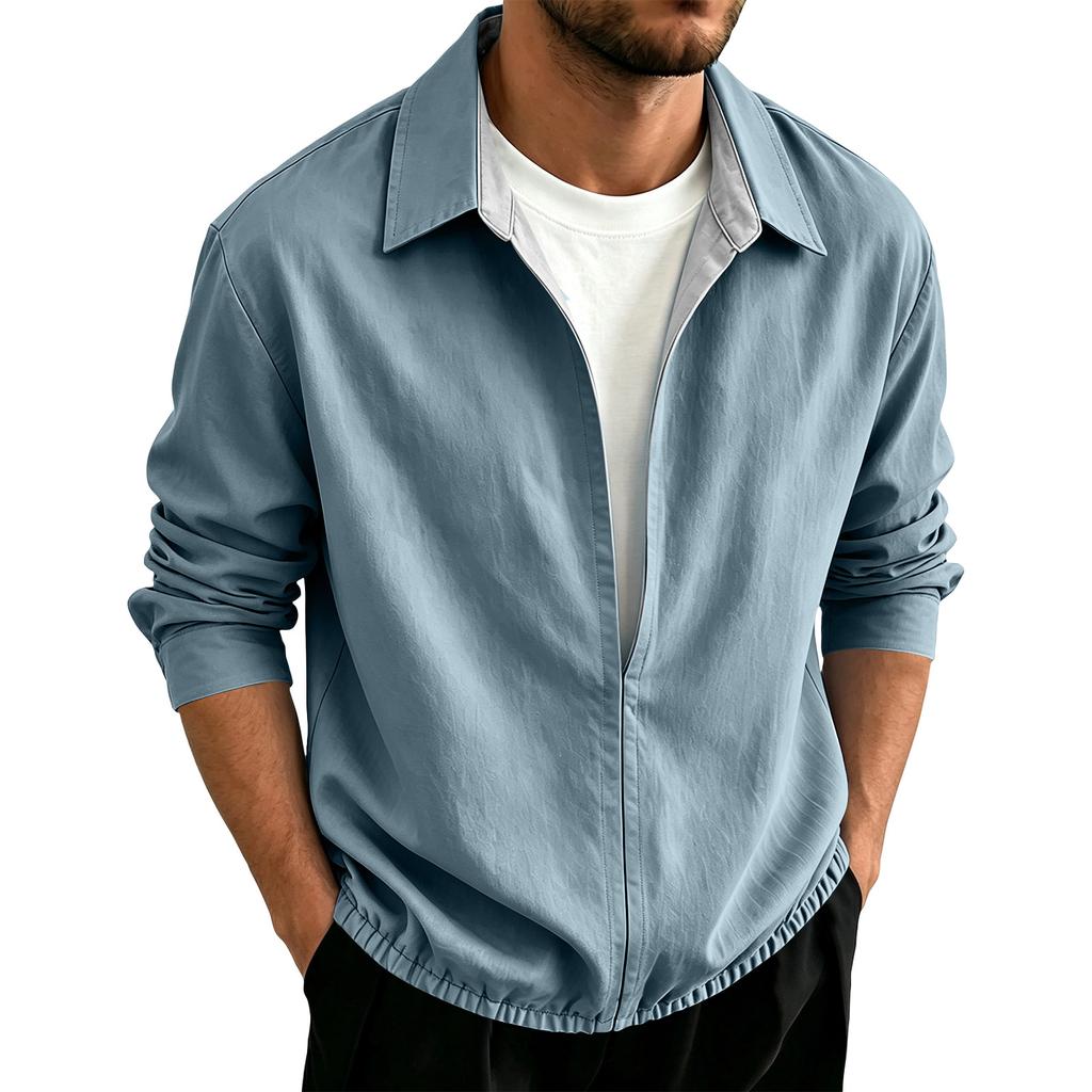 Men's Long Sleeve Pullover Shirt for Spring and Fall Casual Wear