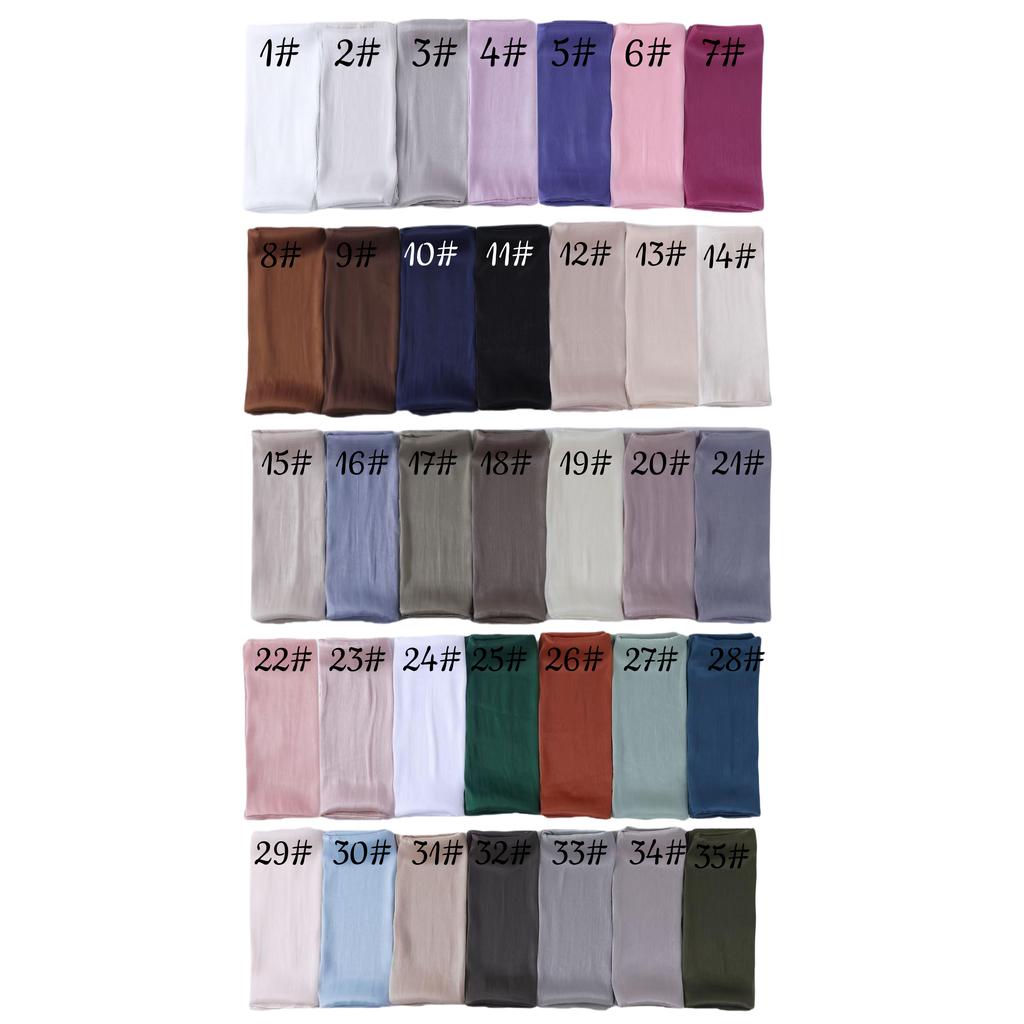 35 Colors Women Hijab Scarf Shiny Muslim Long Scarves Light Weight Soft Turban Shawl Organza Satin Shimmer Scarf