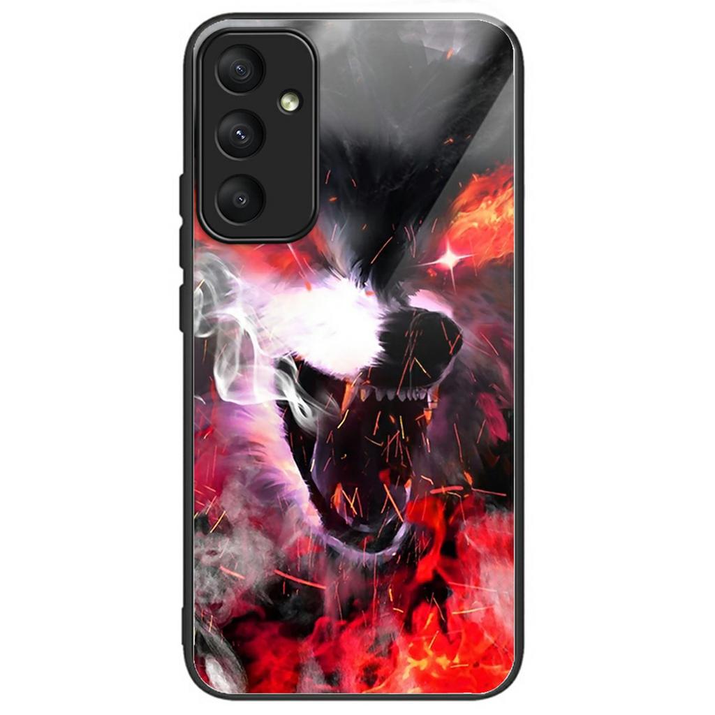 For Samsung Galaxy S24 FE Case Pattern Printing Tempered Glass TPU Drop-Proof Phone Cover