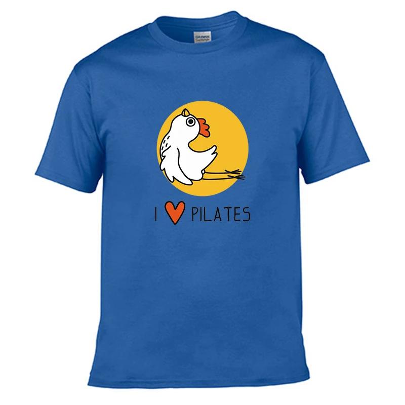 I LOVE PILATES Falling Chicken Printed T-shirt Men Women T-shirts Summer Cotton Tops Cotton Loose Street Hip Hop T-Shirts