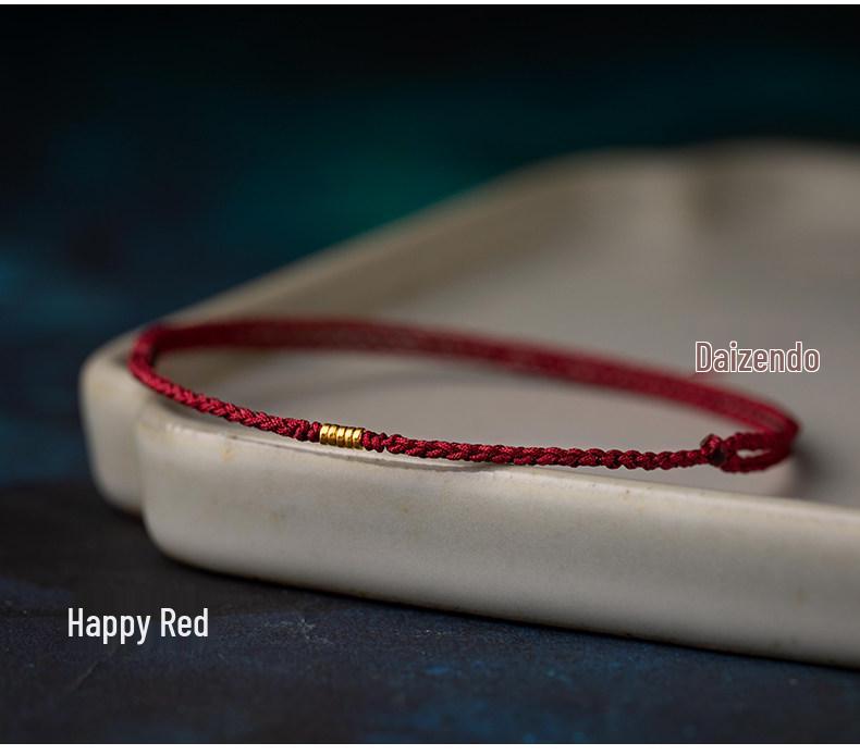 Gold 999 Five Blessings Peace Buckle Bracelet with Good Luck Bead & Zodiac Charm On Red String - Perfect Gift for Girlfriend