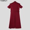Incerun Mockneck Men Belt Sleeveless Waist Splits Long Tank Tops Casual Tunic Tshirts
