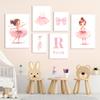 Pink Girl Bowknot Ballet Shoes Name Custom Nursery Wall Art Canvas Painting Posters And Prints Pictures For Baby Kids Room Decor
