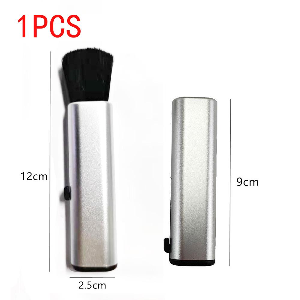 Keyboard Cleaning Brush Retractable Camera Cleaning Brush Car Air Conditioning Outlet Brush Plastic Handle Wool Small Soft Brush серебряный