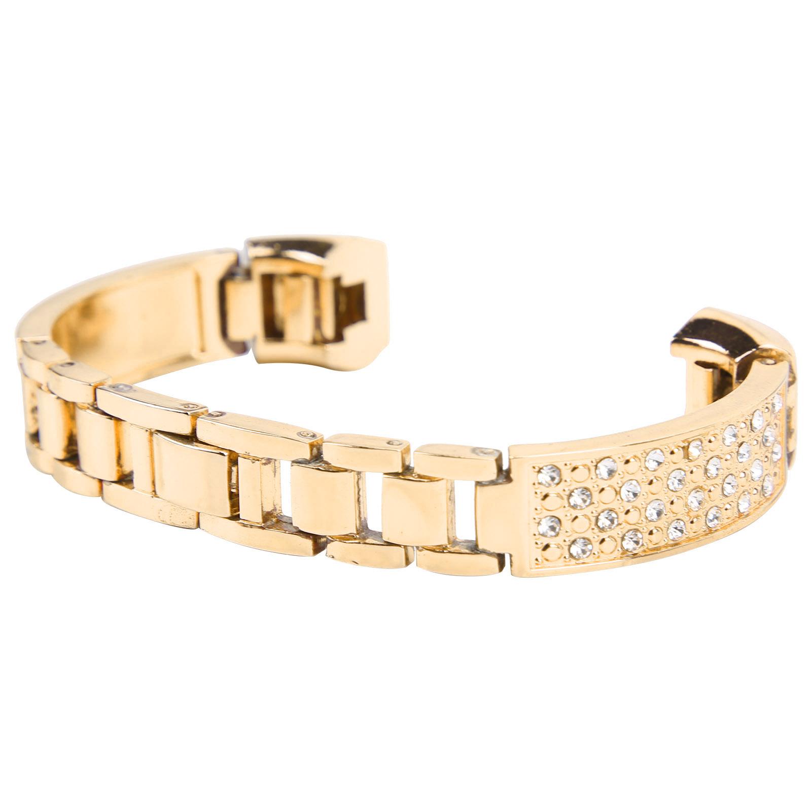 

Stainless Steel Bracelet Women Inlay Rhinestones Wristband Wrist Decoration for Fitbit Gold
