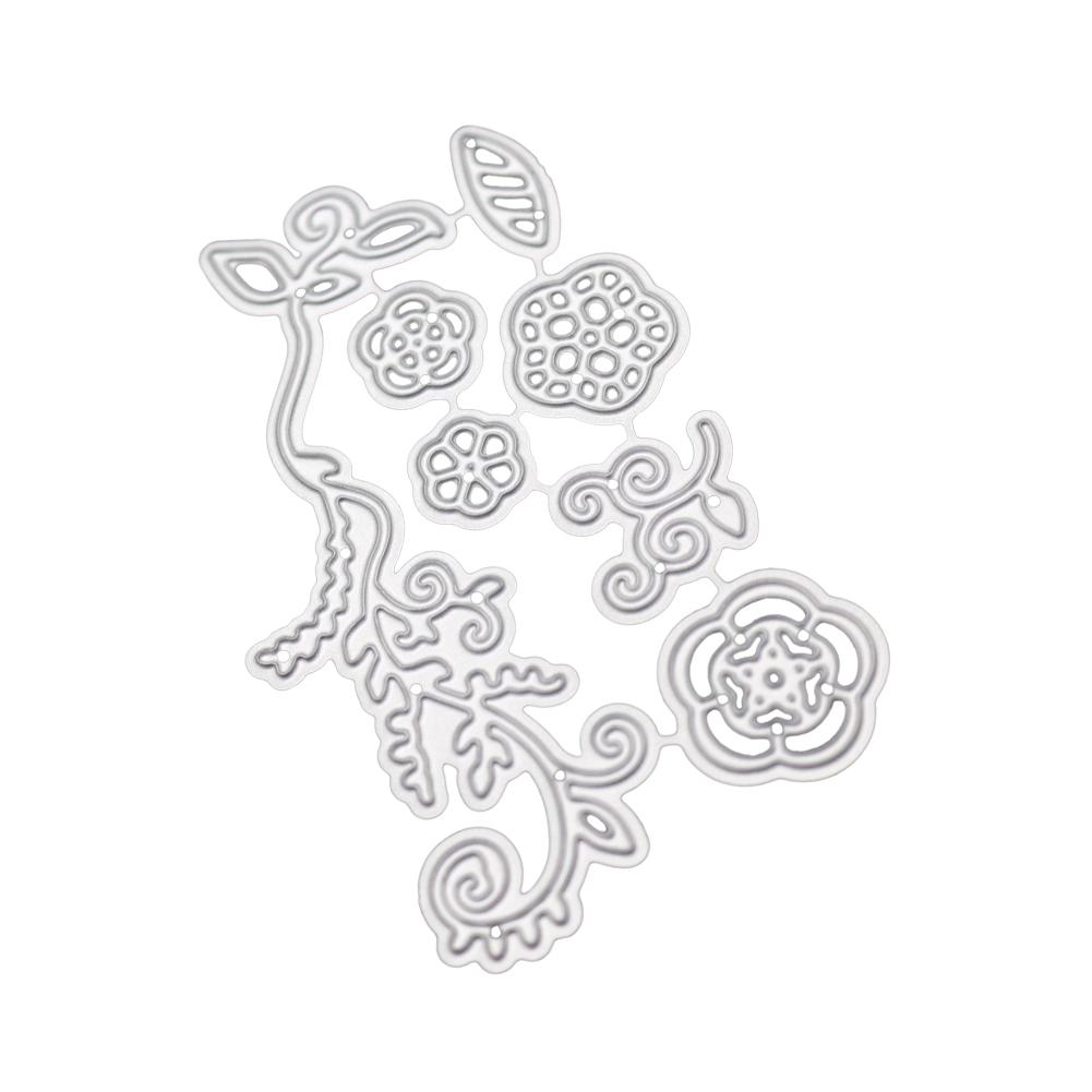 Plant Vine Flower Frame Metal Silvery Stencil Embossing Cutting Dies For Diy Scrapbooking Paper Album Cards Making