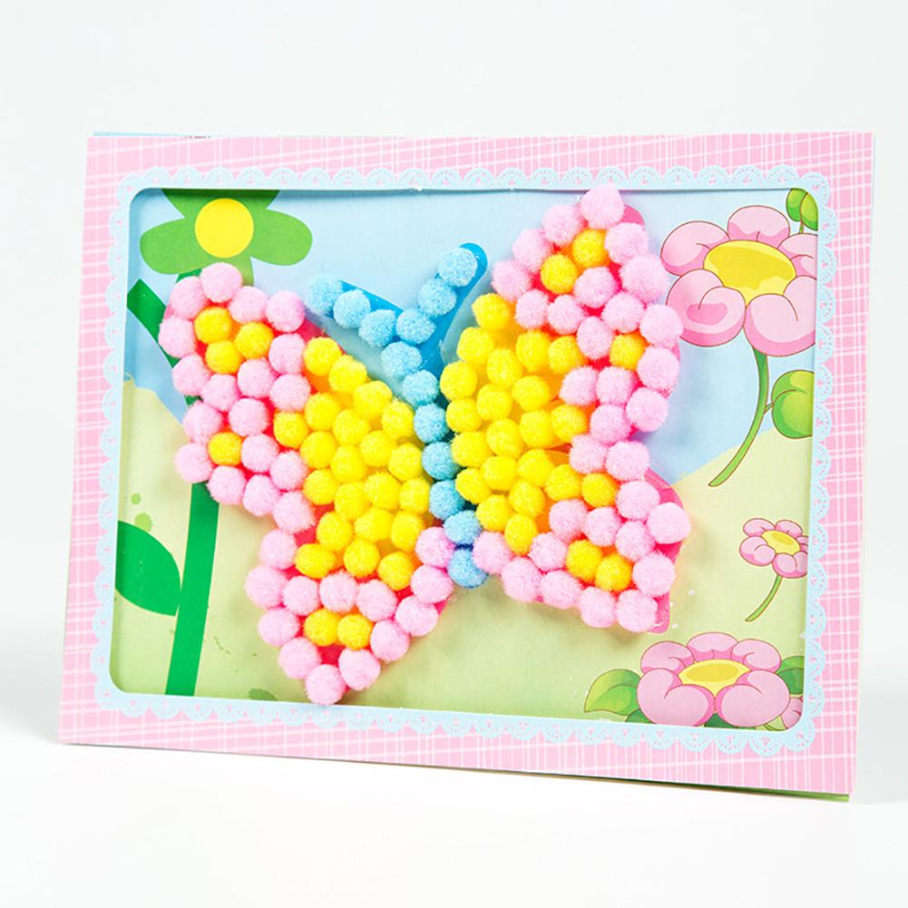 Creative DIY  Kids Plush Ball Painting Stickers Children Educational Handmade Material Cartoon Puzzles Crafts Toys