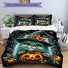 3pcs Spider Wizard Cat Pumpkin Design Pattern Bedding Three-Piece Set (1 Cover + 2 Pillowcases, No Fillings), This Printed Bedding Set Is So