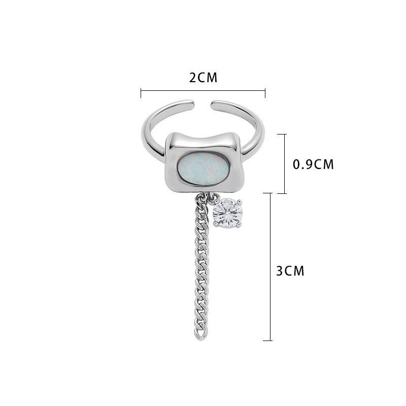 Opal stone fringed ring wholesale exquisite cold wind temperament open index finger ring personality versatile simple jewelry
