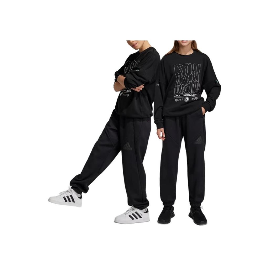 Adidas U Fi Logo Pants Knitted Comfortable Fashion Versatile Kids bottoms Black HR6286