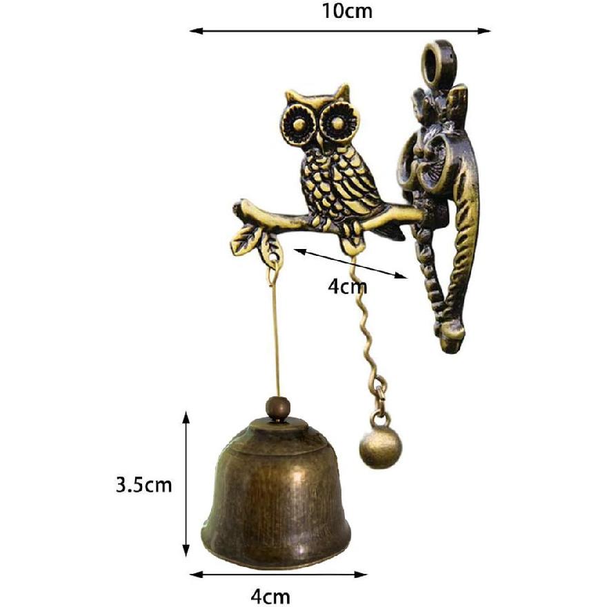 Vintage Metal Doorbell Retro/Classic Magnetic Wind Chimes Decoration for Shopkeepers, Wall Door Ornaments Indoor Outdoor, Owl