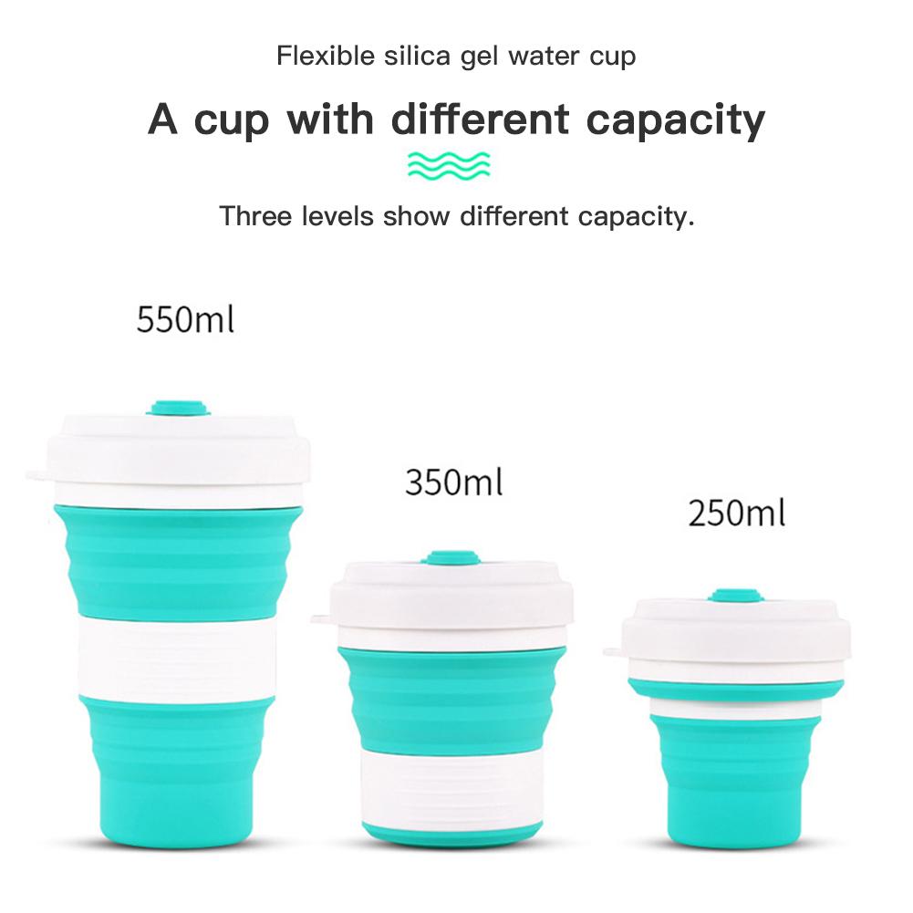 Retractable Silica Gel Coffee Cup Simple Solid Color for Travel Office