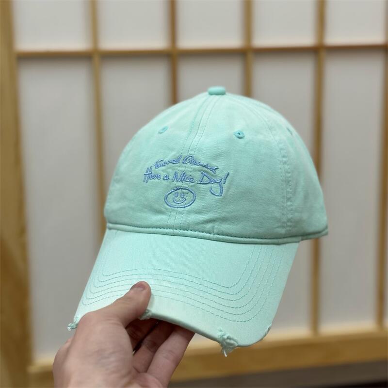 Spring And Summer Cotton Smiley Face Cartoon Soft Top Baseball Cap Women'S Versatile Embroidery Cap Sun Hat