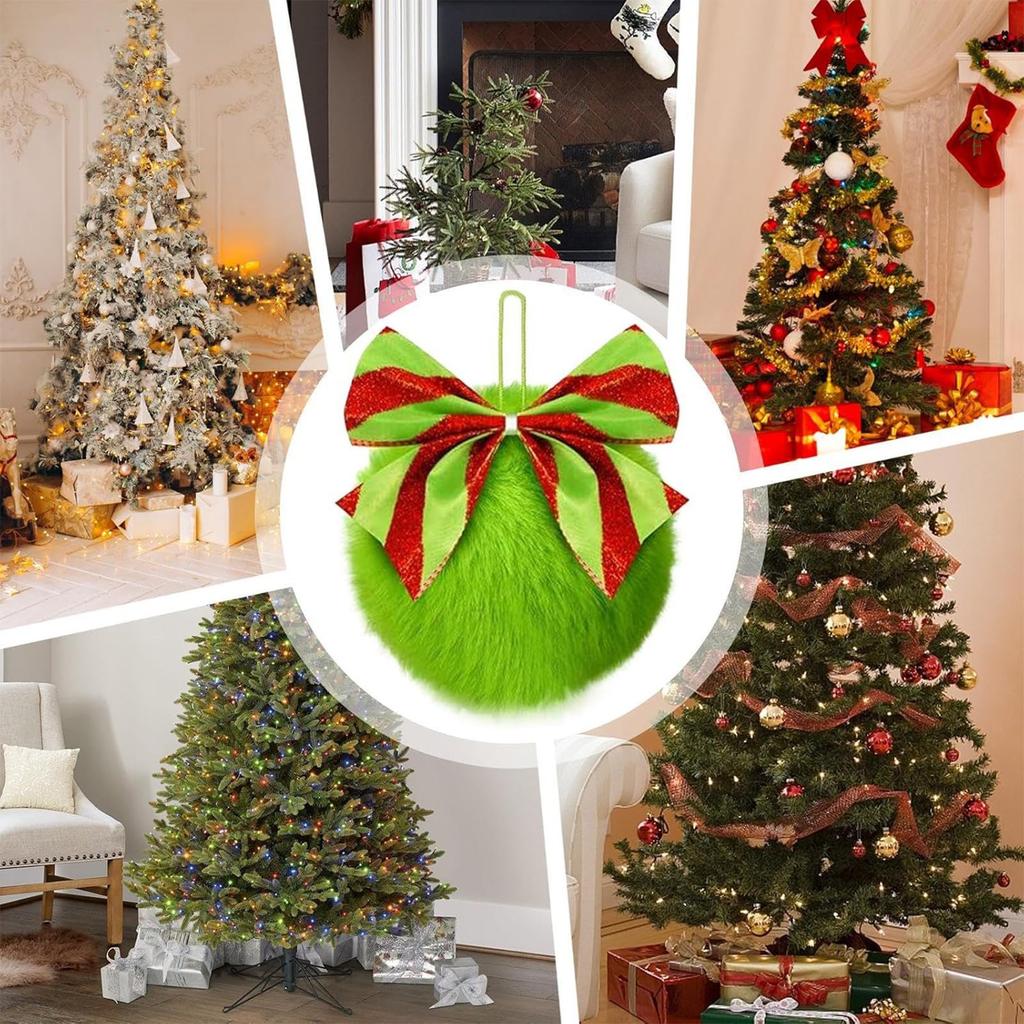 Bowknot Little Plush Ball Christmas Decoration Hanging Plush Ball Festive Atmosphere Display.