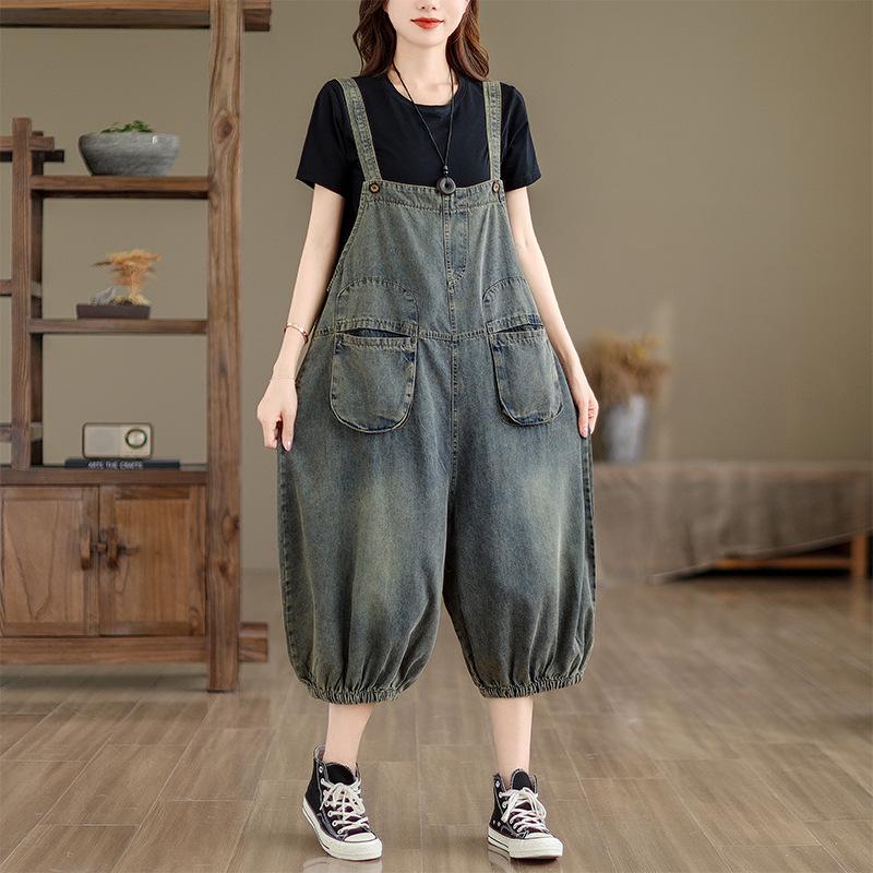 Women's Summer Loose-Fit Denim Overalls
