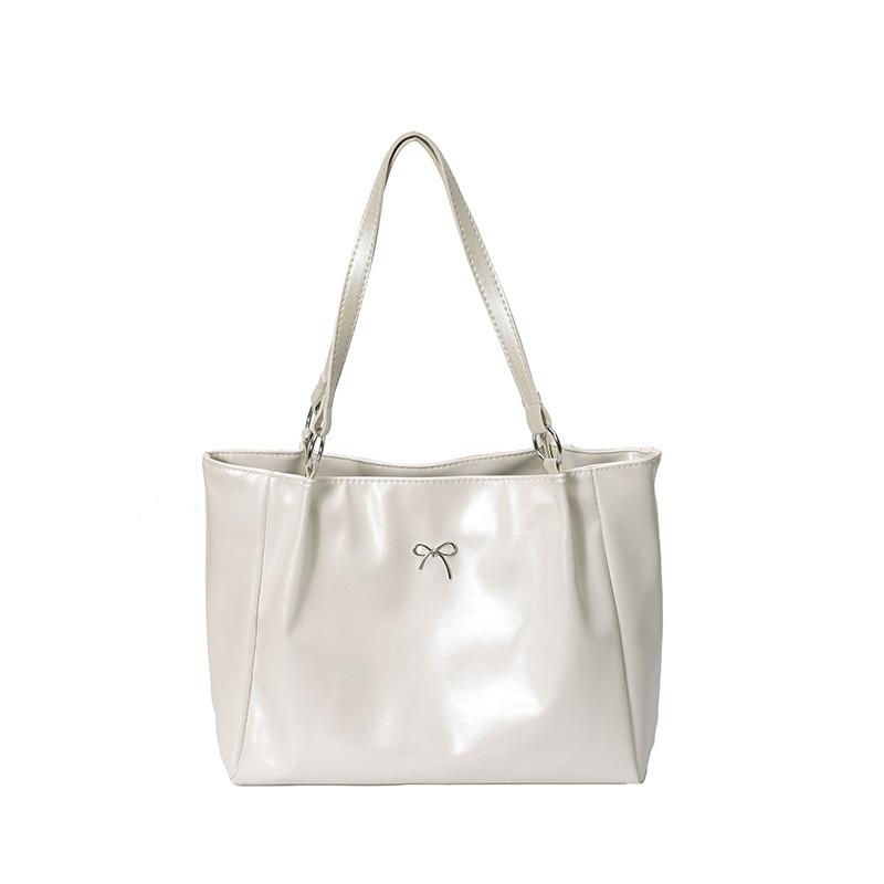 

Simple Color Solid Bow Decoration Large Capacity Women Casual Tote Bag For Daily