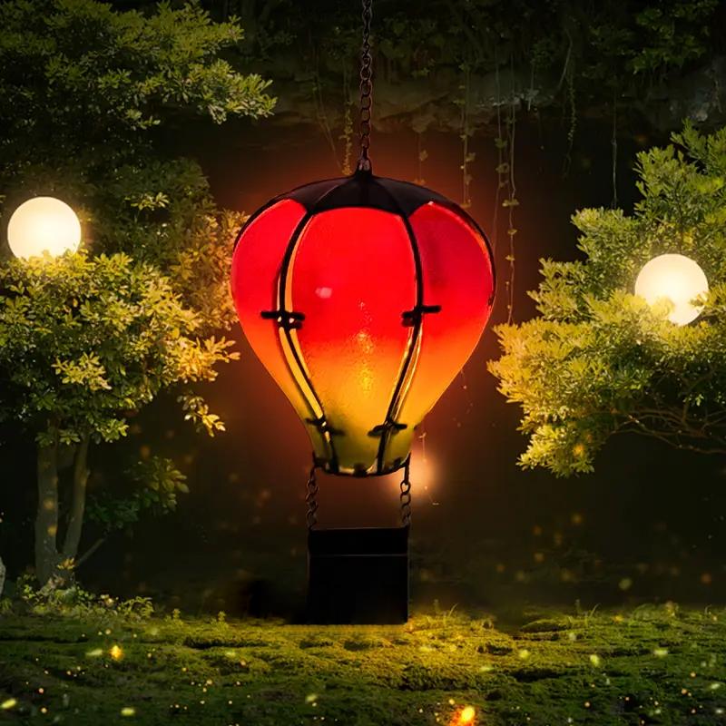 

Фонарь в виде воздушного шара на солнечной батарее с мерцающим светодиодным пламенем, уличные солнечные фонари в виде воздушных шаров для декора двора, патио синий