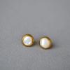 French Minimalist Gold-Plated Mother-of-Pearl Stud Earrings with 925 Silver Needle