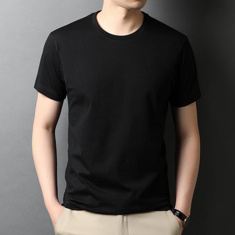 Men's Slim Fit Short-Sleeve Solid Color T-Shirt, 100% Cotton, 220g, Breathable and Trendy