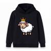 Cute Princess Sheep Crown Print Kids Unisex Pullover Hoodie, Soft Casual Long Sleeve Hooded Sweatshirt for Boys Girls Daily Wear Cute Lamb Animal Them